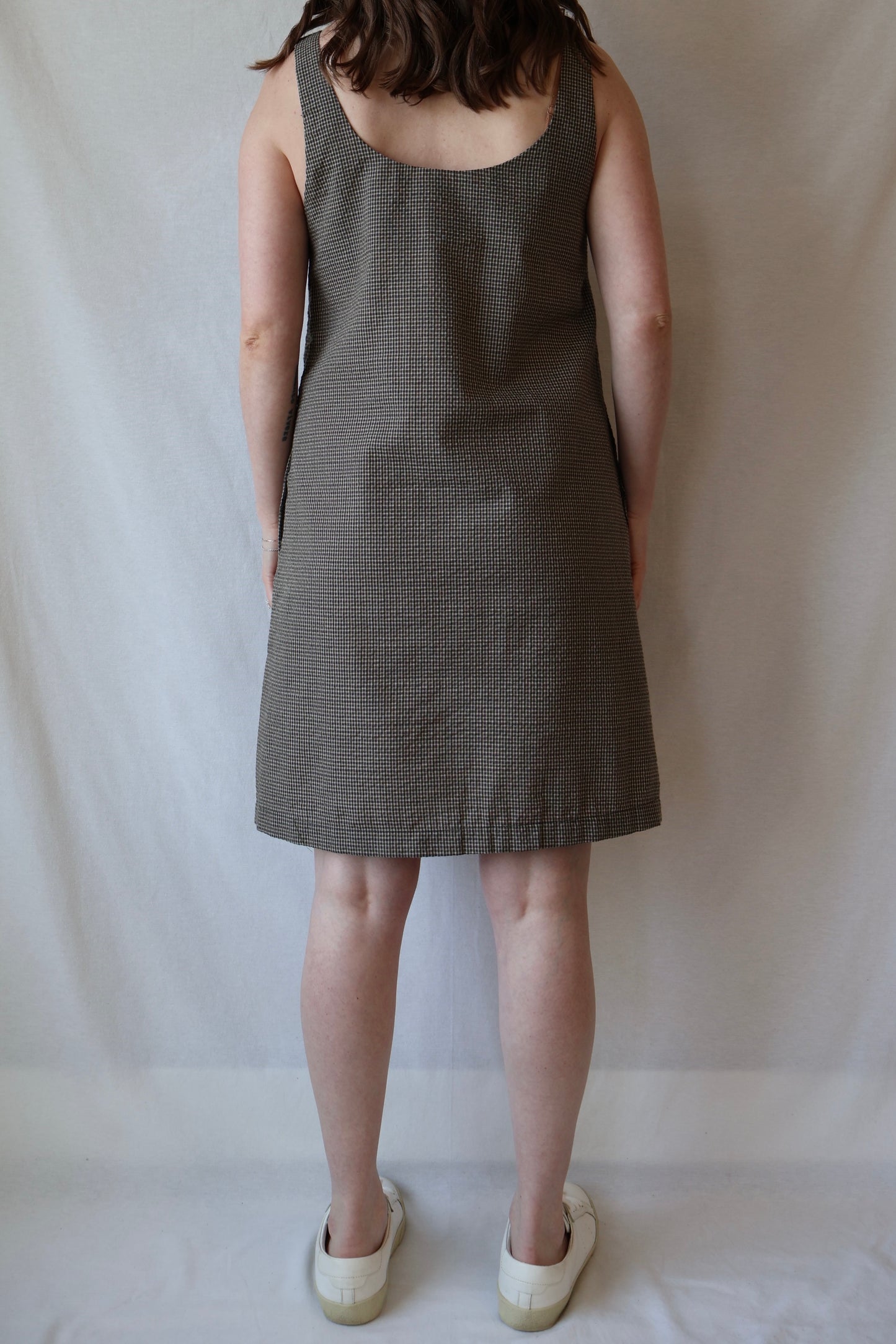 Cotton Gingham Dress | Olive + Brown