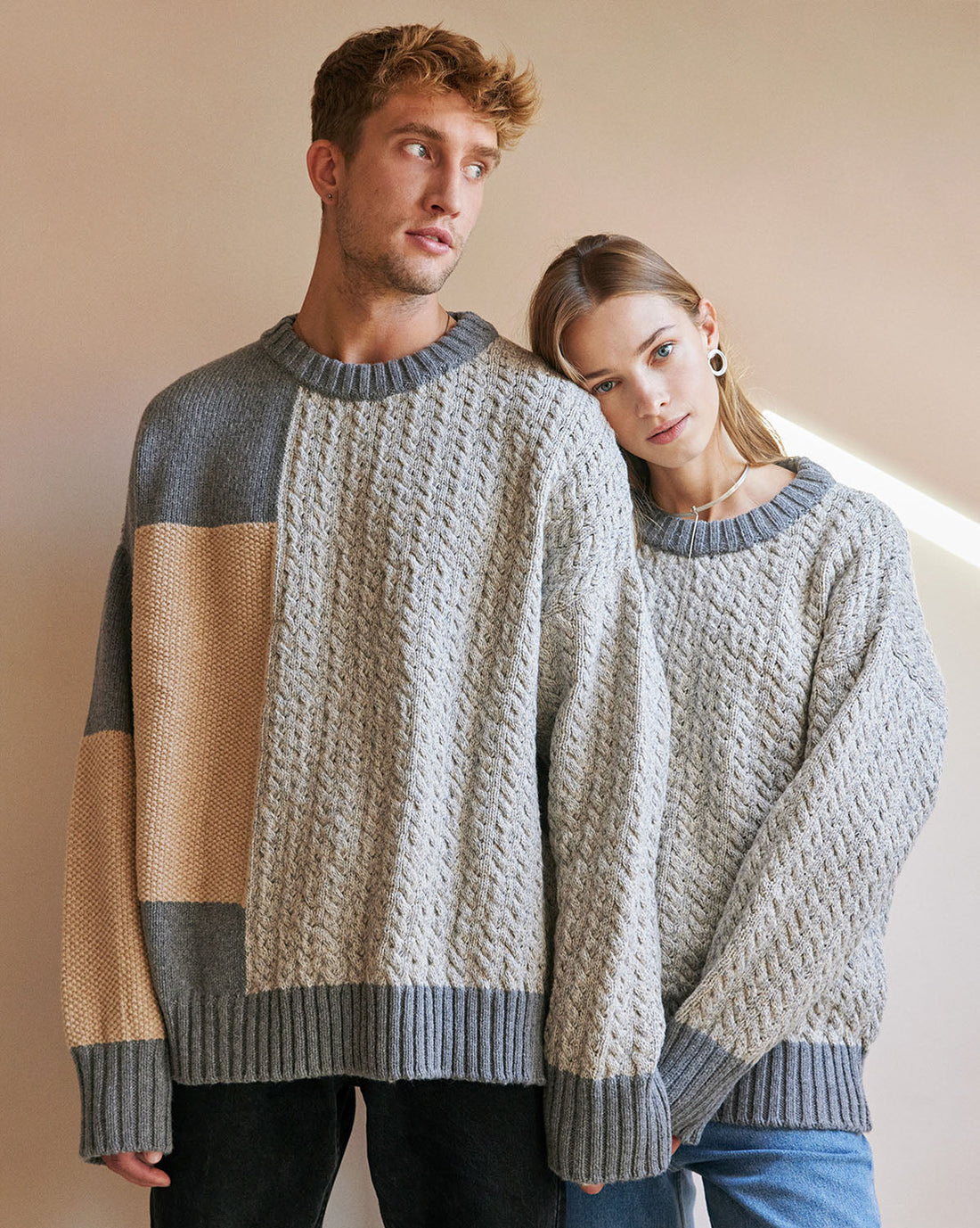 Patch Sweater | Pebble Grey