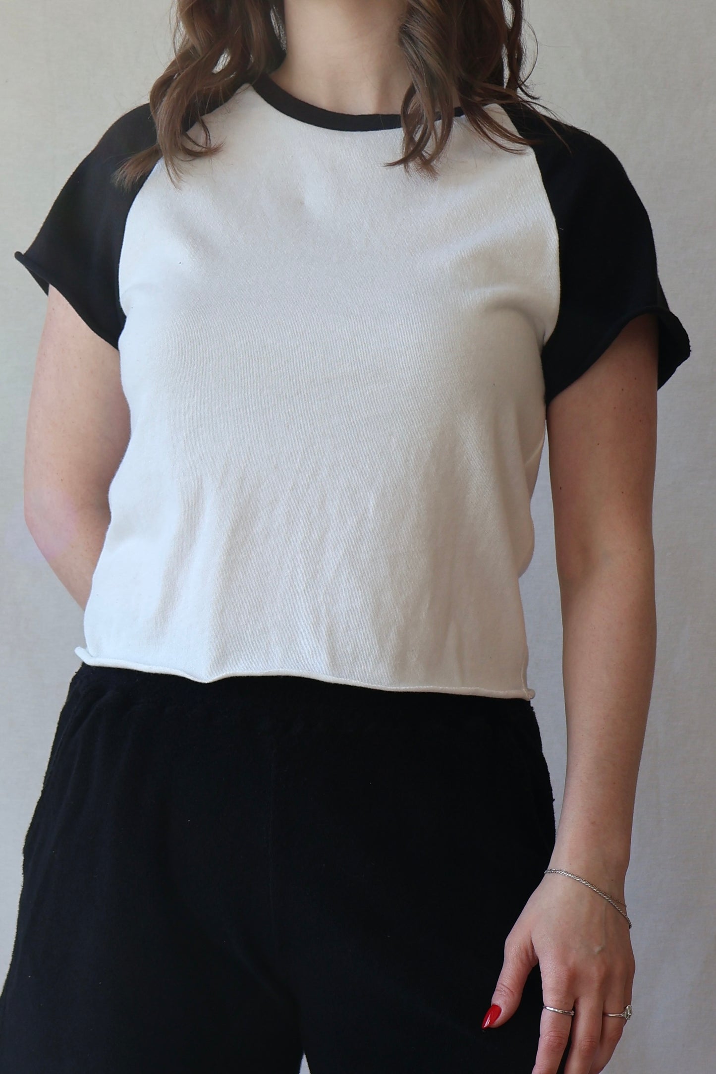 Britt Raglan Tee | Black + White