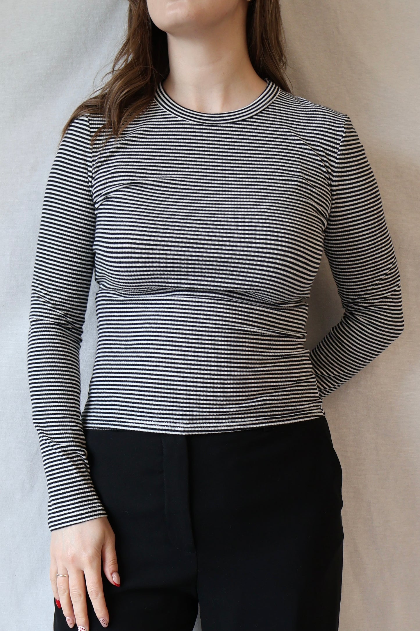 Organic Rib Long Sleeve | Black Stripe