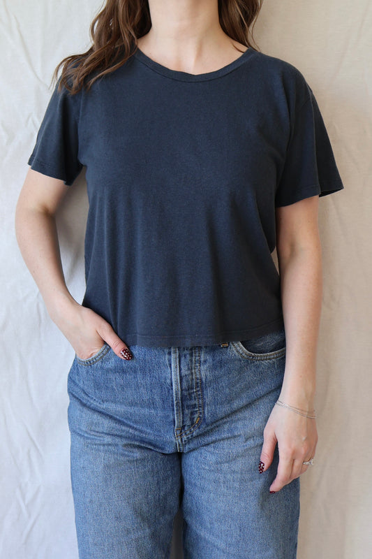 Cropped Lorel Tee | Navy