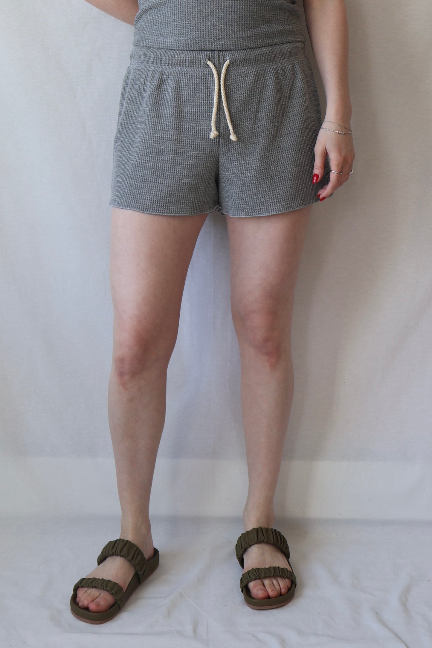 Romy Waffle Knit Shorts | Heather Grey