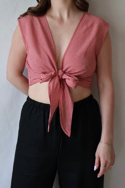 Valentina Convertible Top | Red Gingham