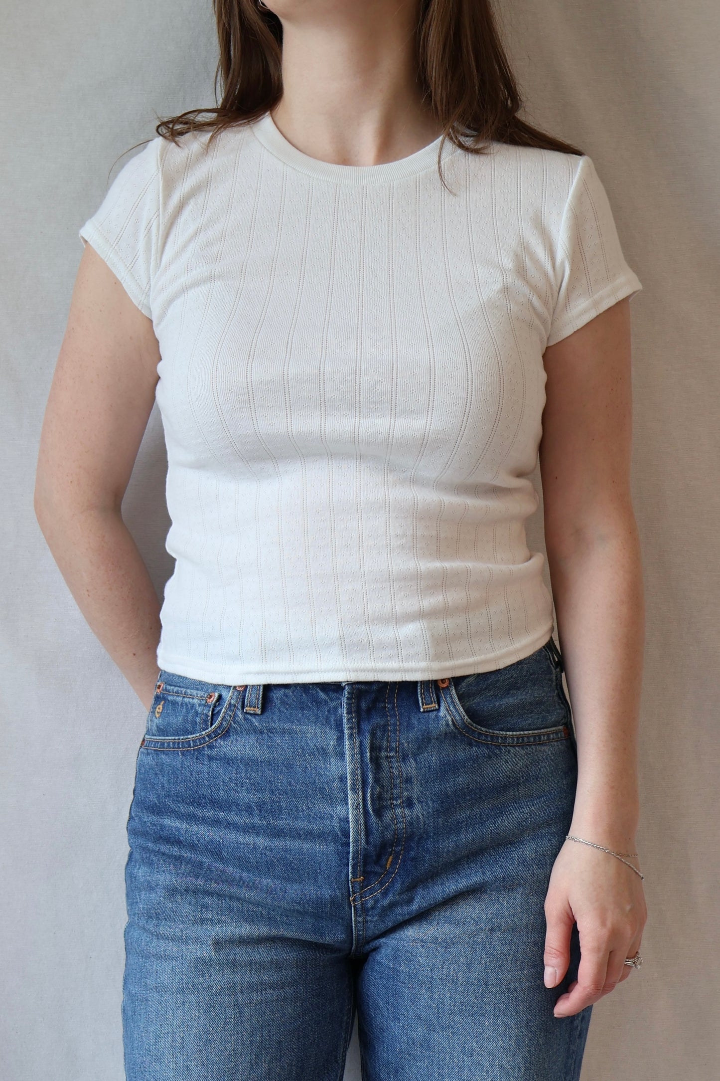 Jude Pointelle Crew Neck Tee | White