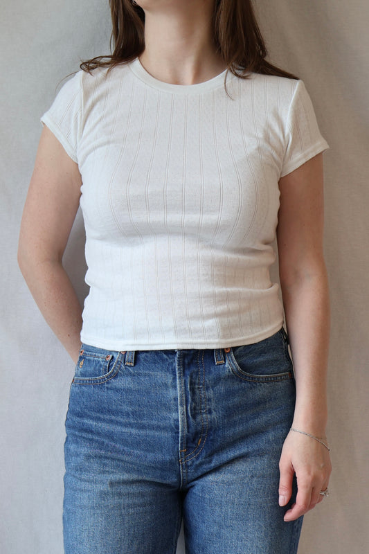 Jude Pointelle Crew Neck Tee | White