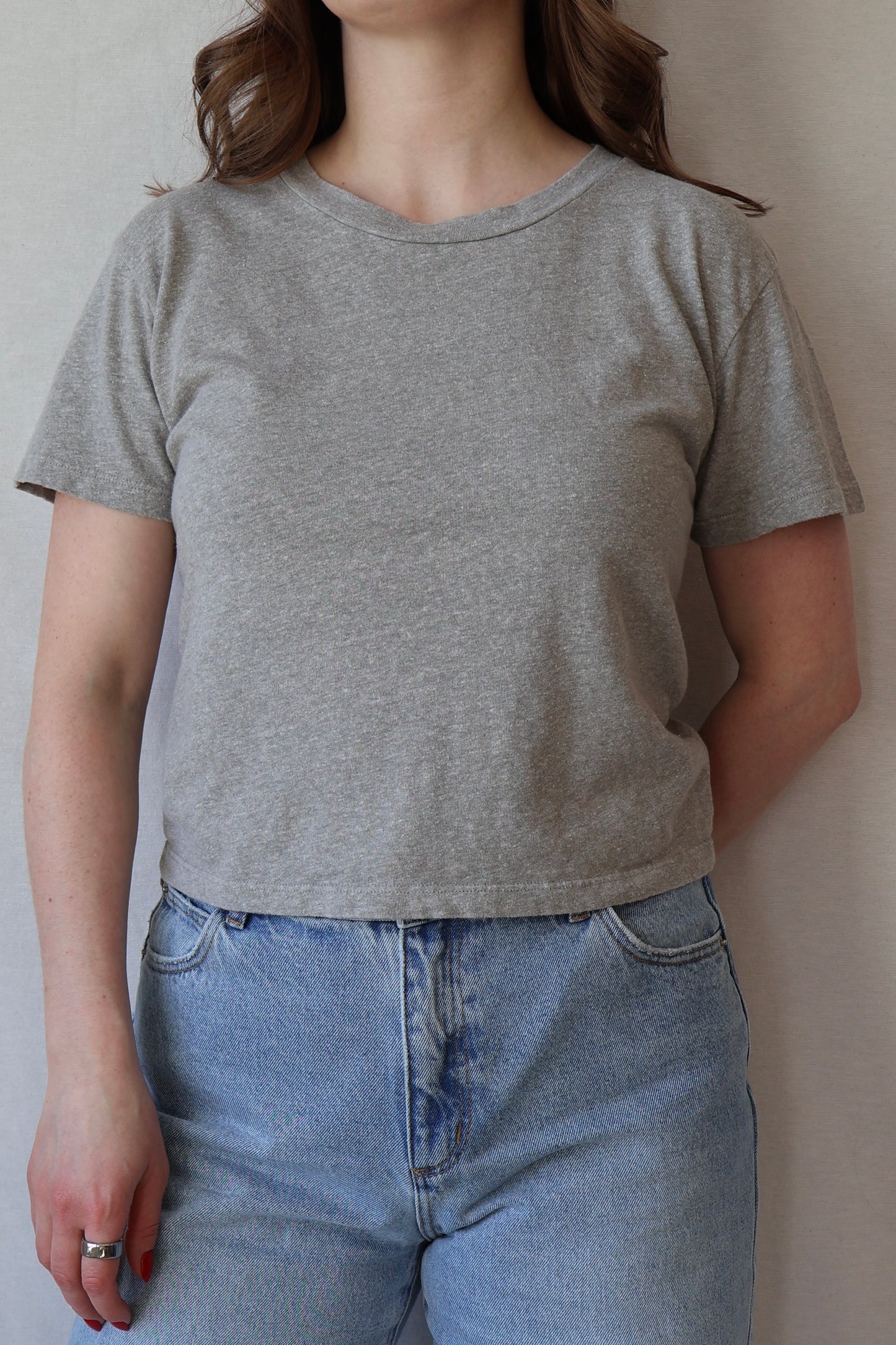 Cropped Heathered Lorel Tee | Athletic Gray