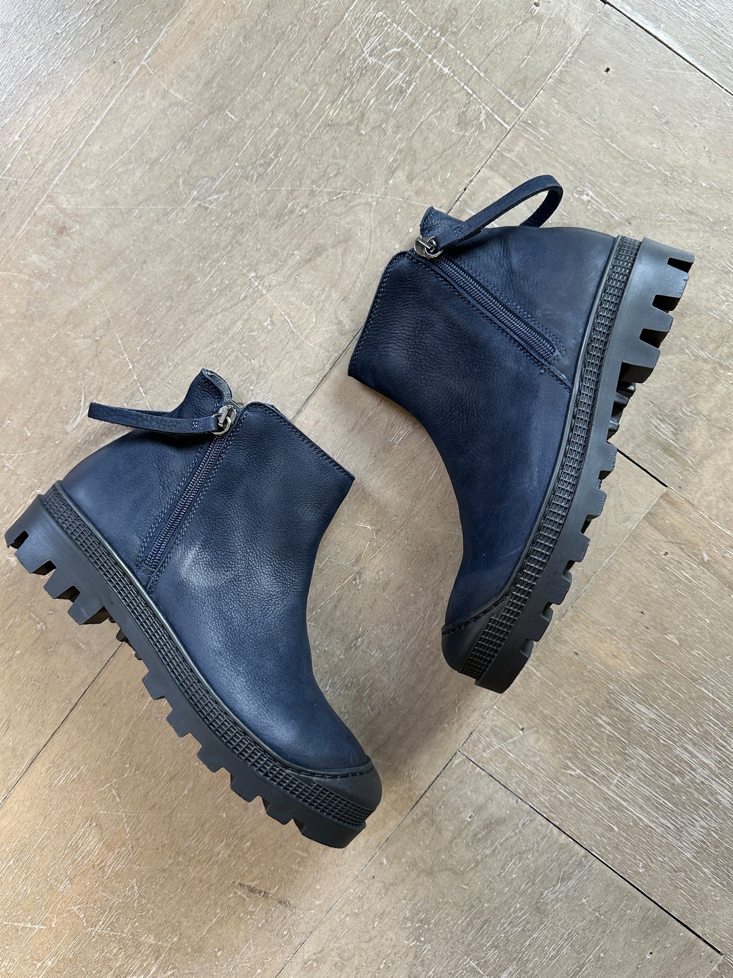 Double Zip Ankle Boot | Navy