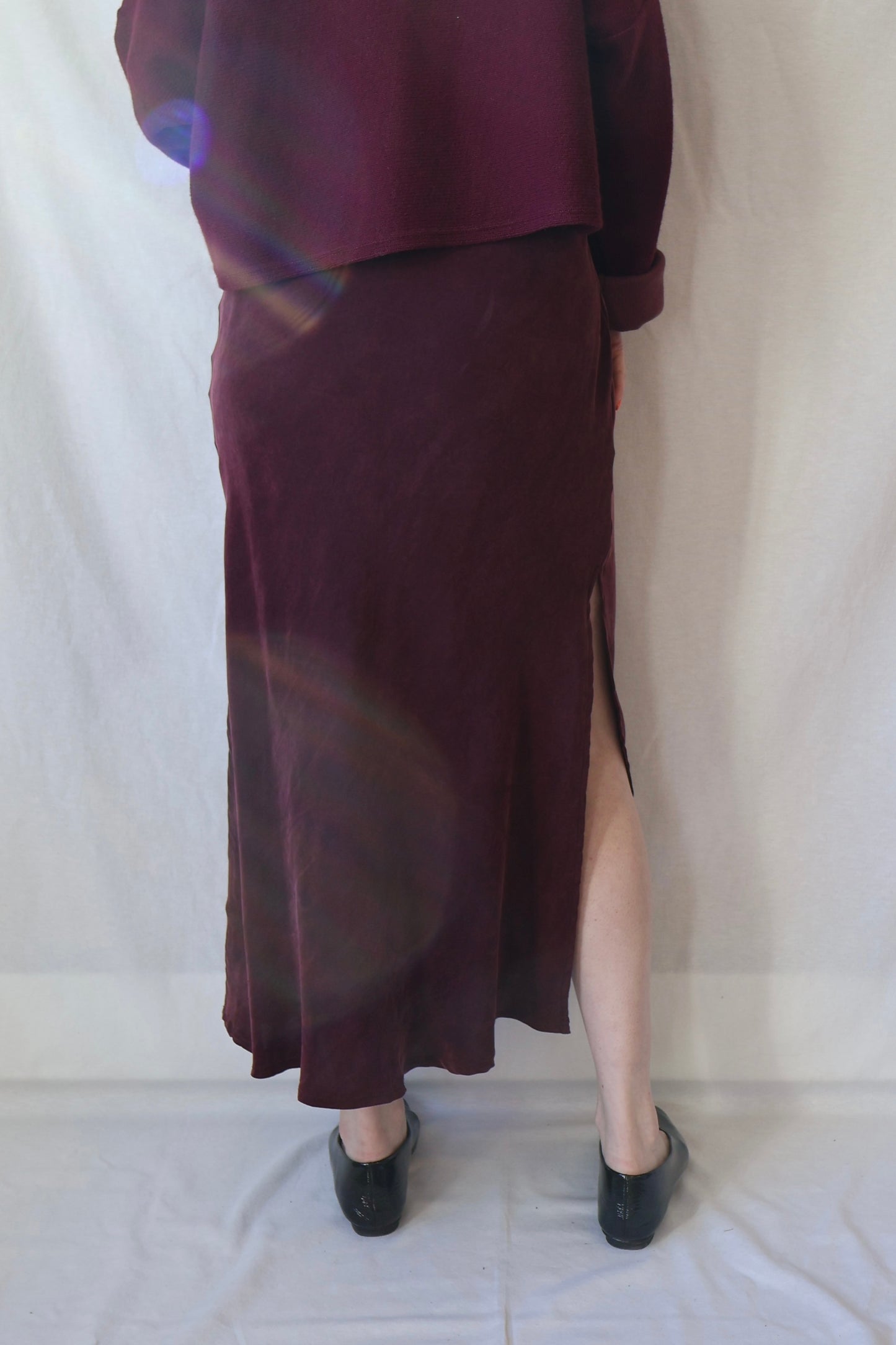Bias Slip Skirt | Aubergine