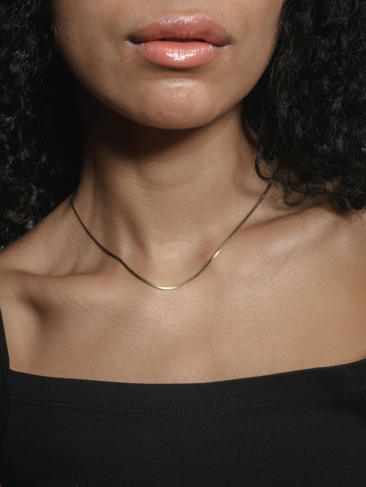 Thin Herringbone Chain | Gold