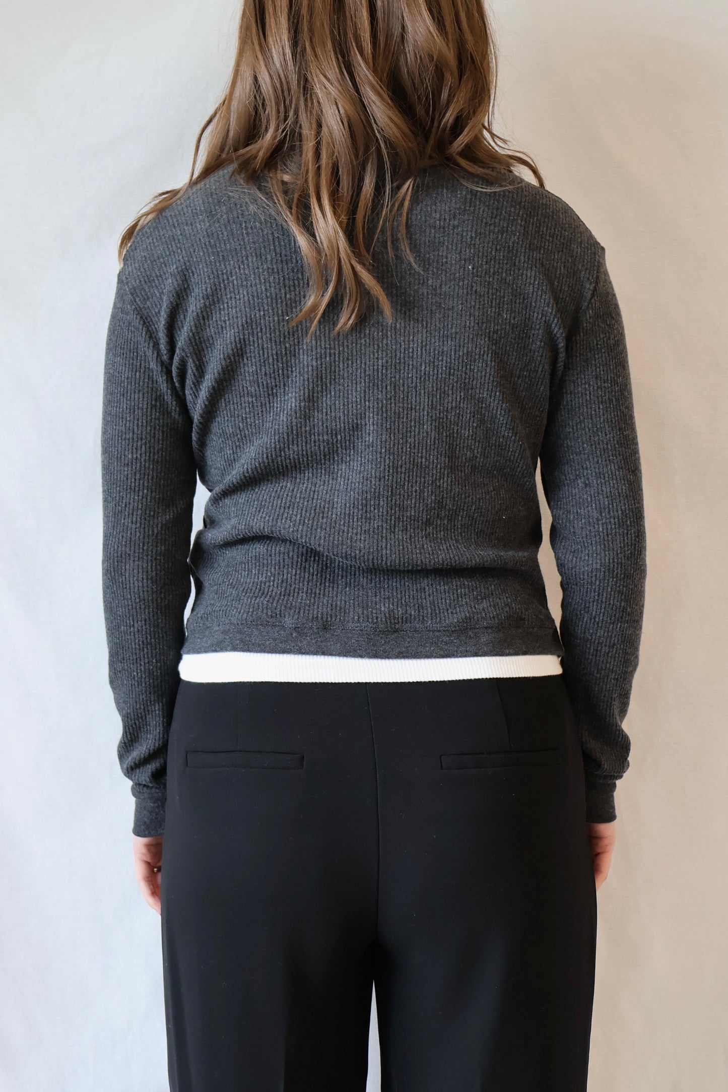 Kelsey Sweater Rib Cardigan | Charcoal