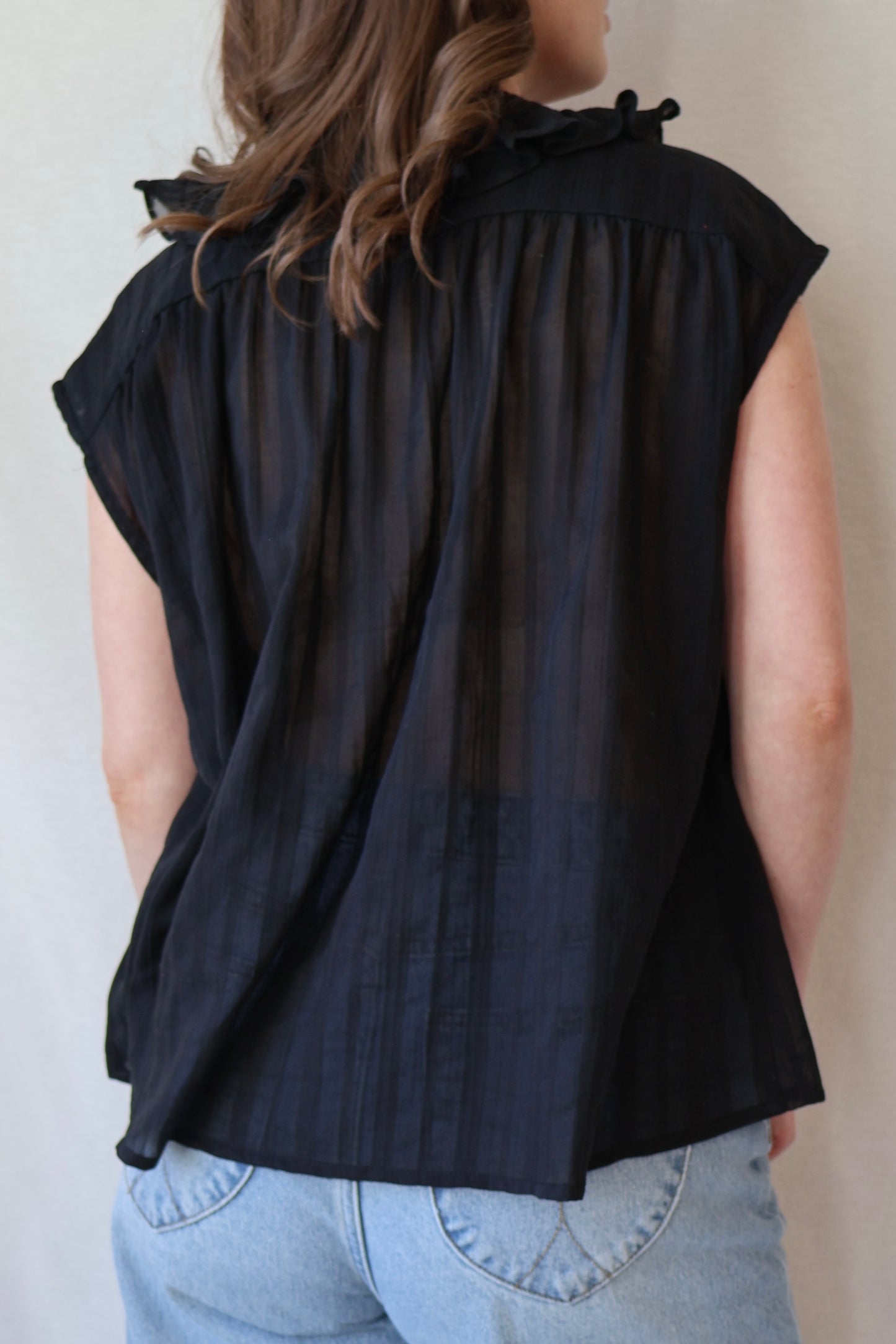Ruffled Collar Blouse | Black