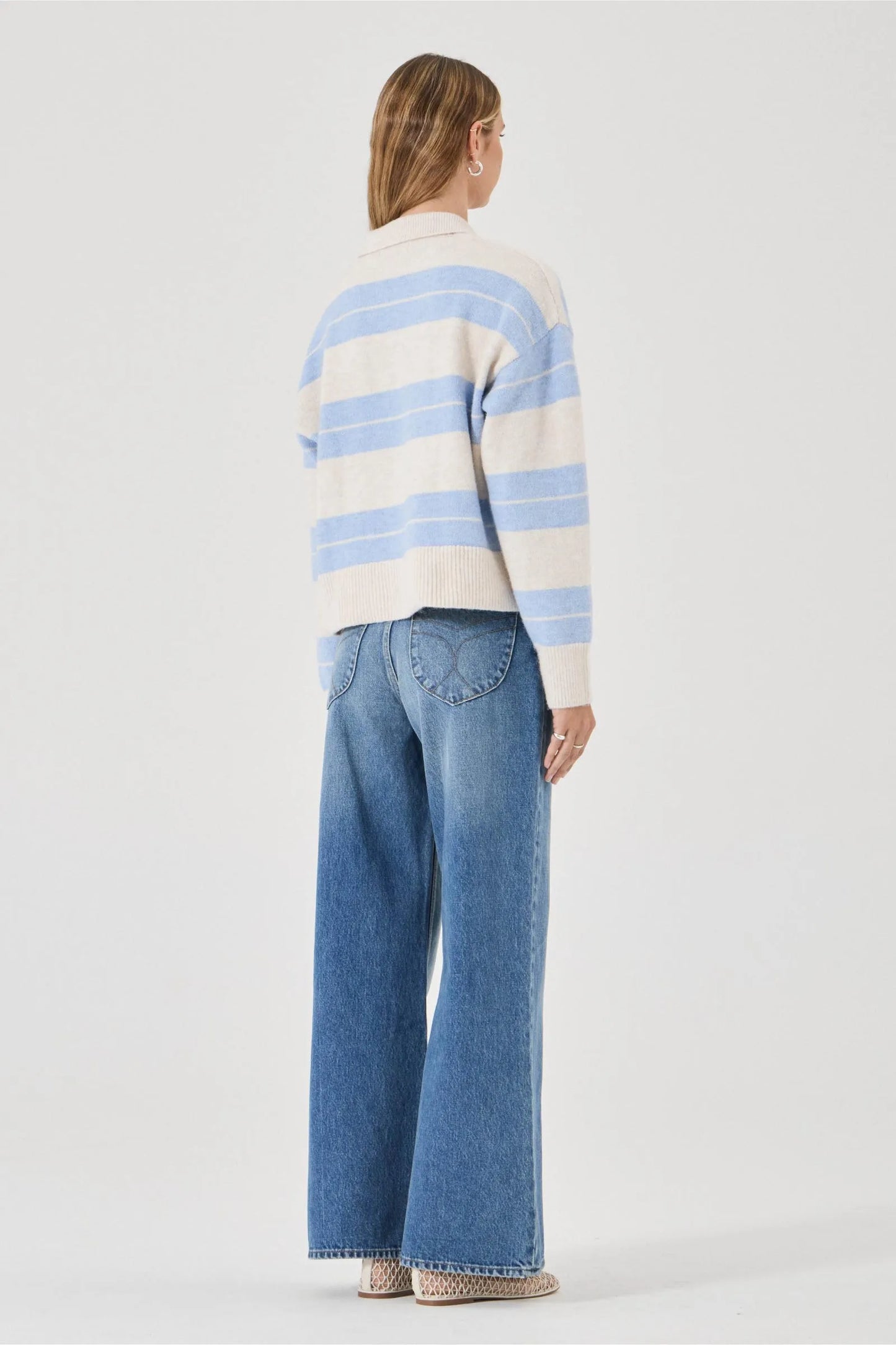 Sofia Polo Sweater | Blue Stripe