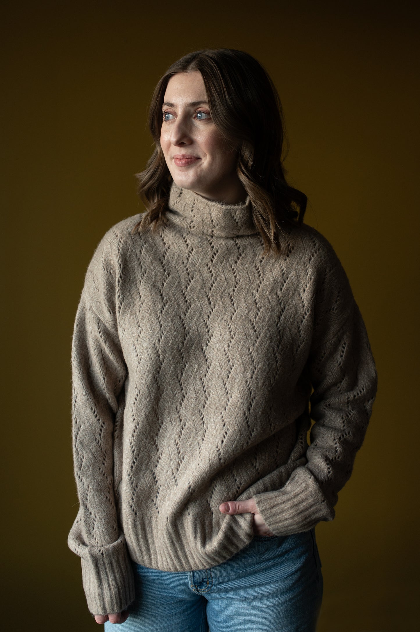 Mock Neck Sweater | Wheat