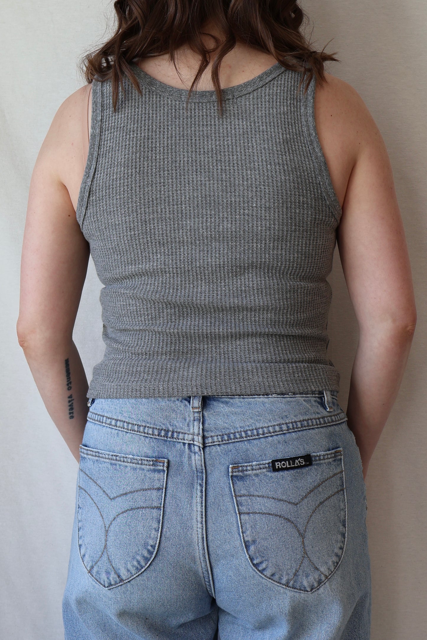 Hazel V-Neck Waffle Tank | Heather Grey