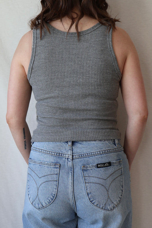 Hazel V-Neck Waffle Tank | Heather Grey