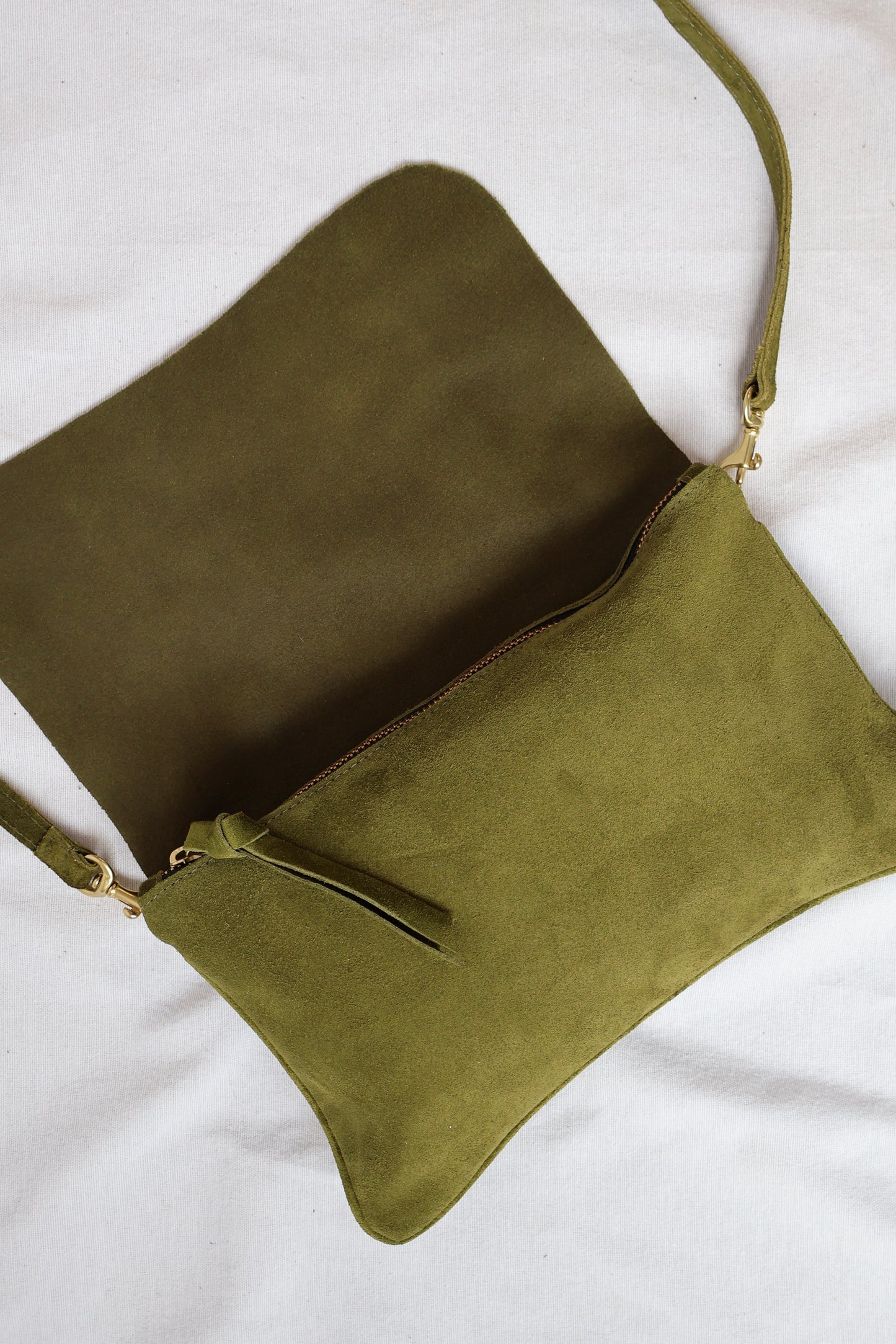 Cecilia Crossbody Clutch | Avocado Suede