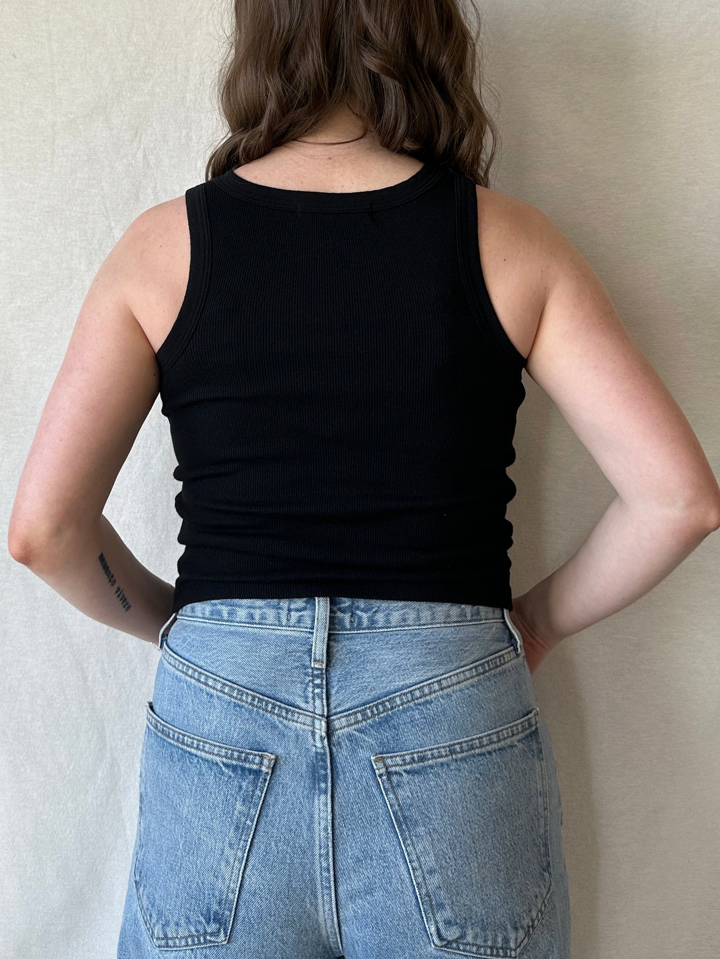 Elle Ribbed Tank | True Black