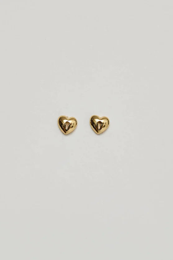 Heart Lock Studs | Gold