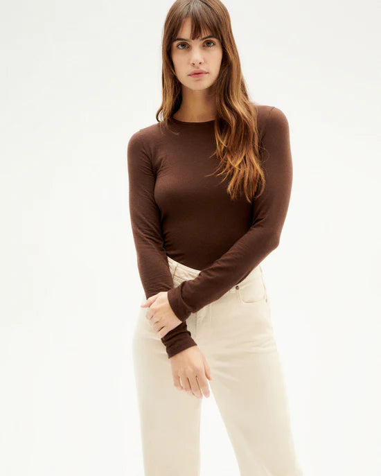 Brisa Cashmere Top | Dark Brown
