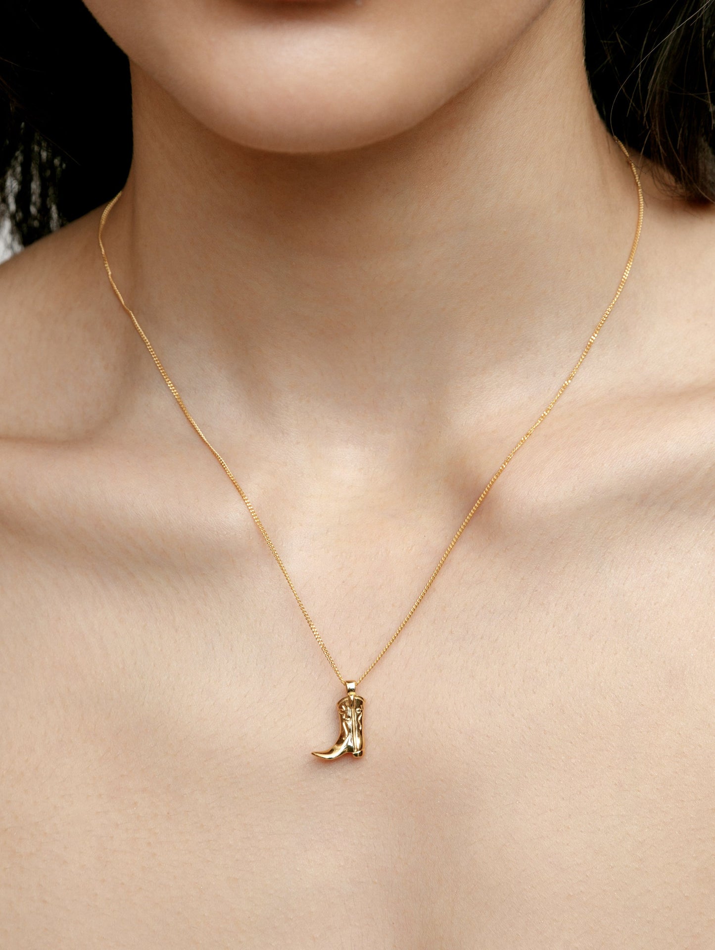 Cowboy Boot Charm Necklace | Gold