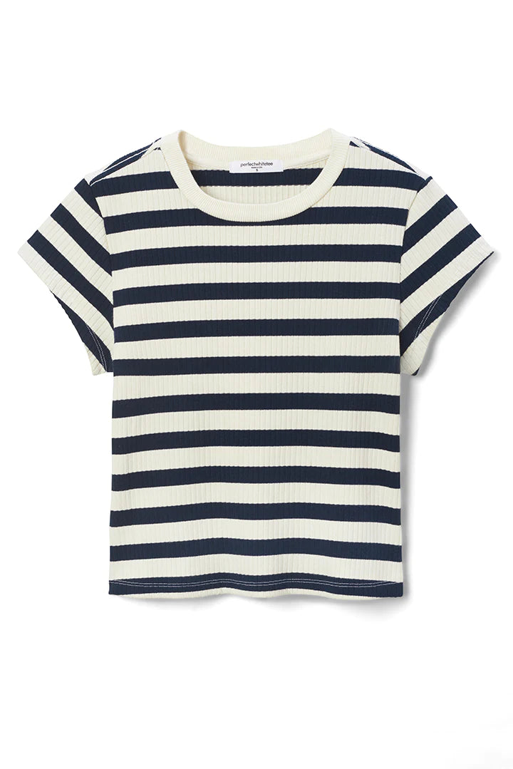 Julia Baby Tee | Navy + Sugar Stripe