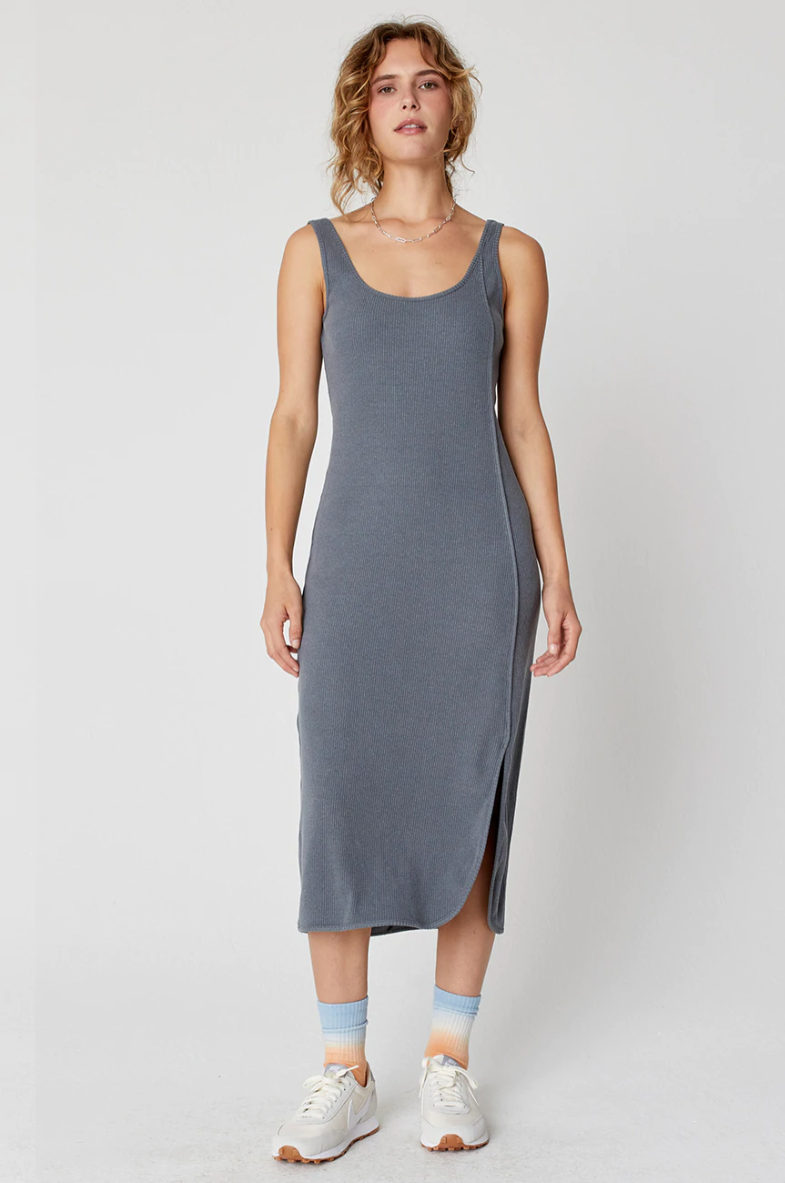 Hemp Sport Rib Dress | Cement