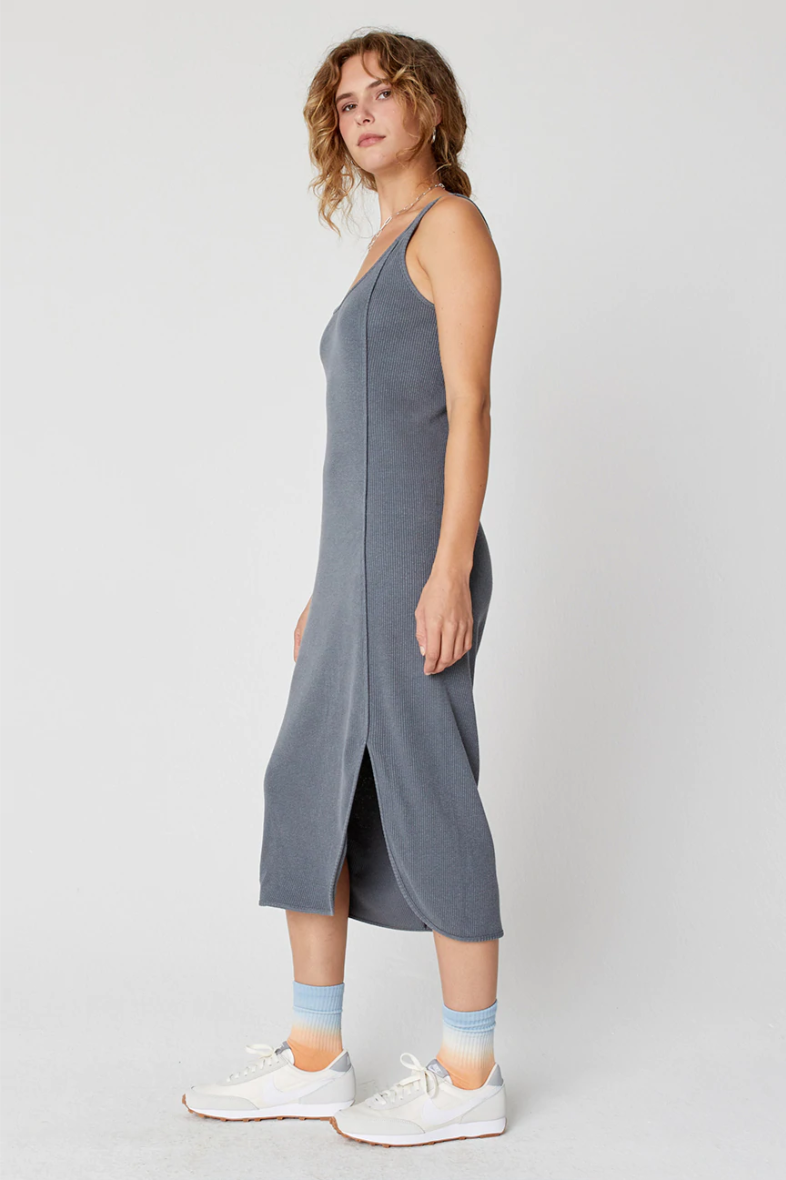 Hemp Sport Rib Dress | Cement