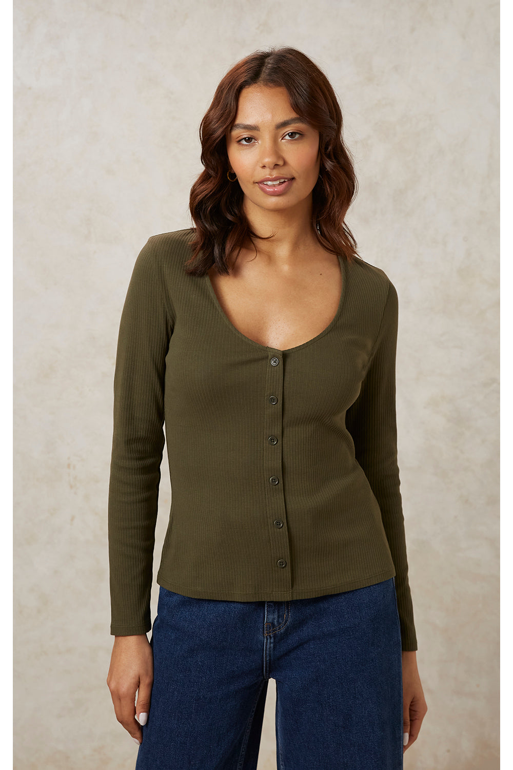 Ellie Rib Top | Khaki