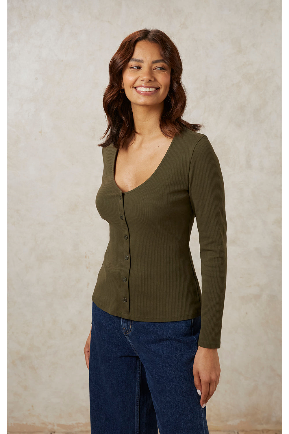 Ellie Rib Top | Khaki