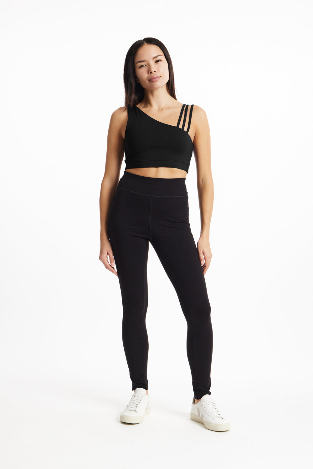 Asymmetric Yoga Top | Black