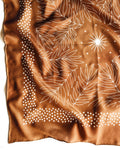 100% Silk Bandana Scarf - Tropical Palms Amber Western Style