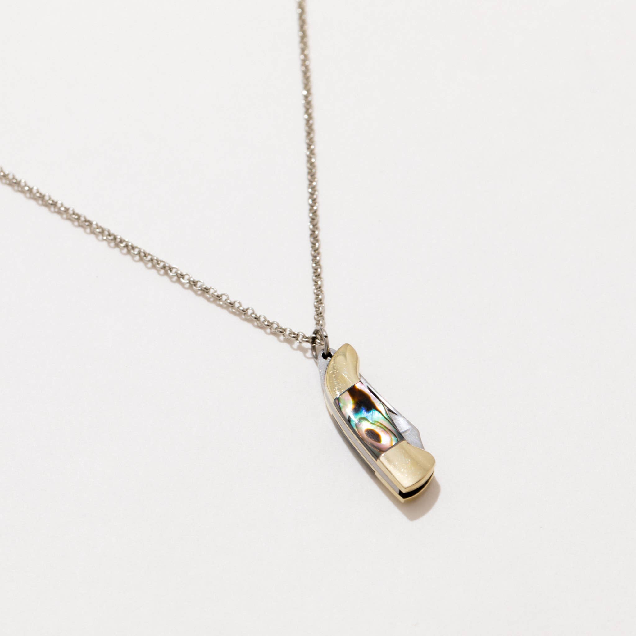 Judith Gold or Silver Abalone Utility Safety Necklace: Gold Plated  | Larissa Loden