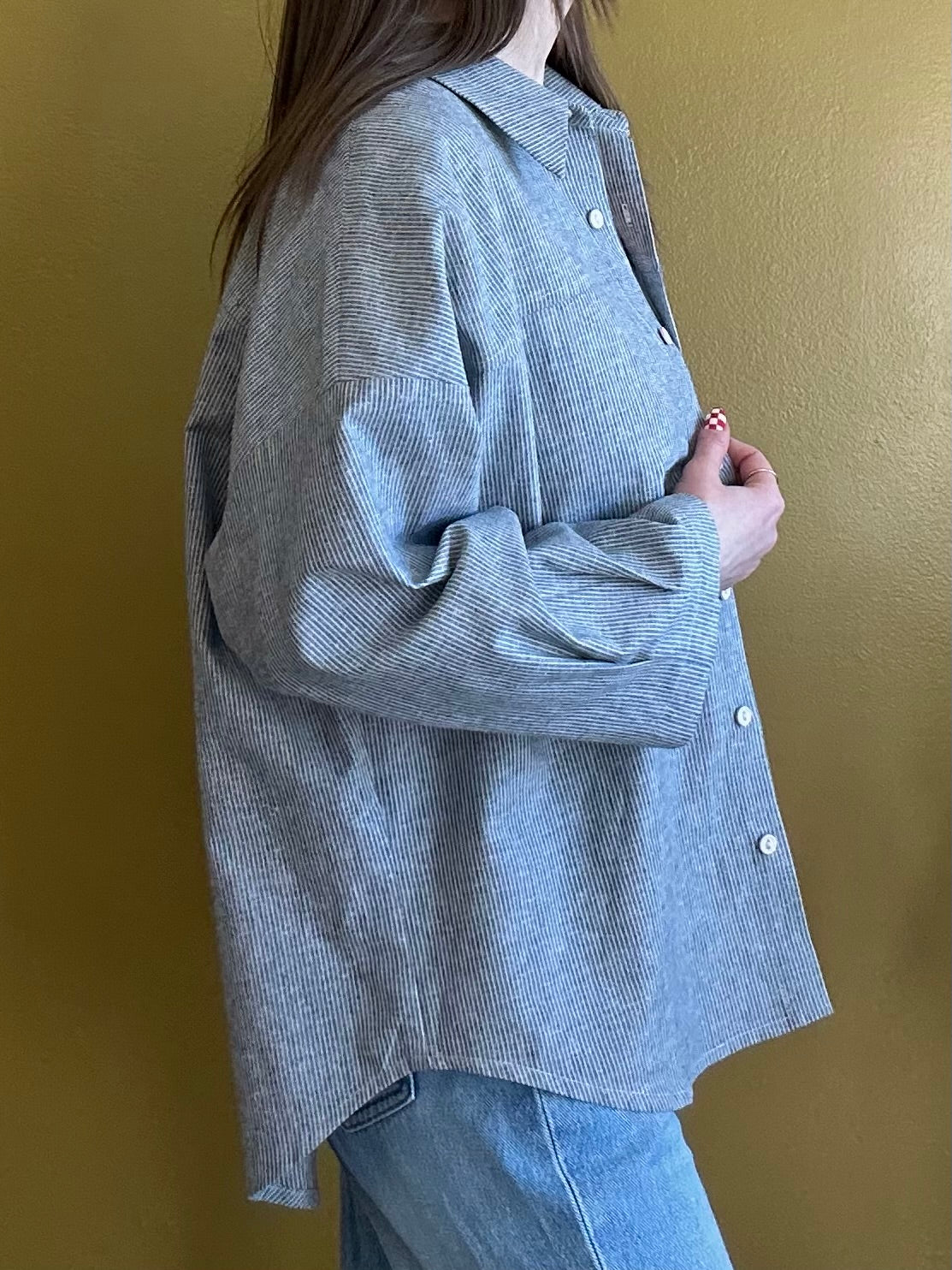 Jacob Oversize Shirt | Blue Beige Stripe