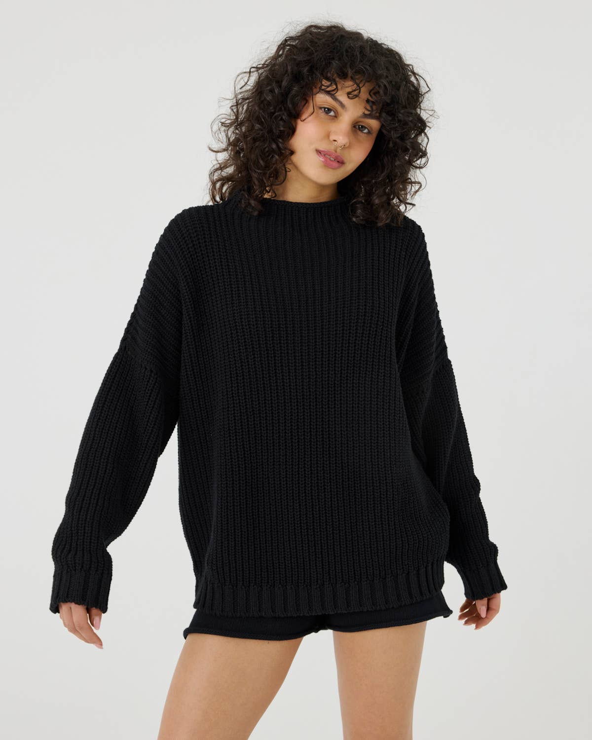 Laumės Sweater: Black 100% COTTON Sweater