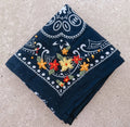 Navy Bandana | Embroidered Flowers