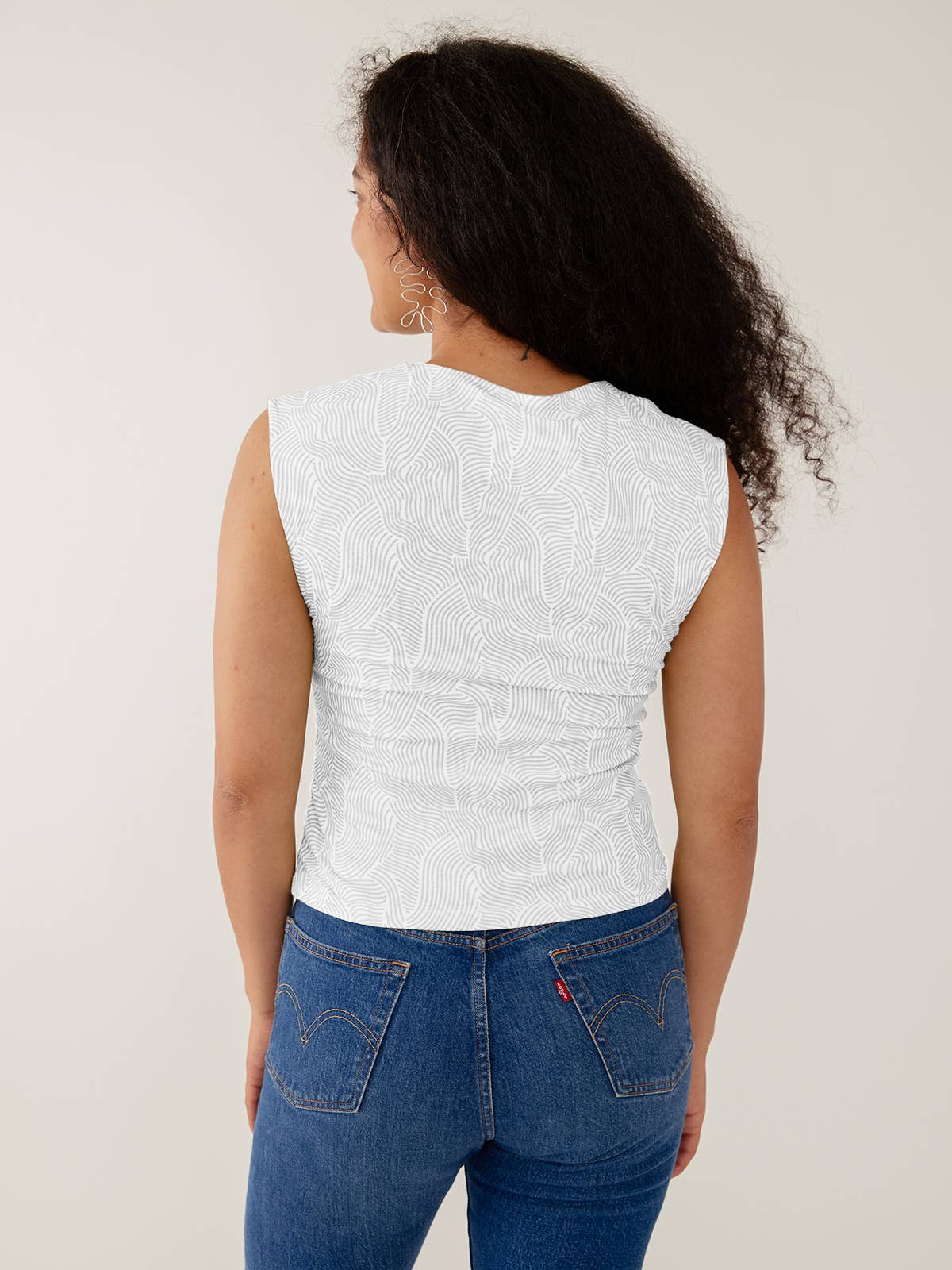 Ruched Top White Waves Jersey