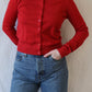 Elvio Merino Blend Cardigan | Vermillion