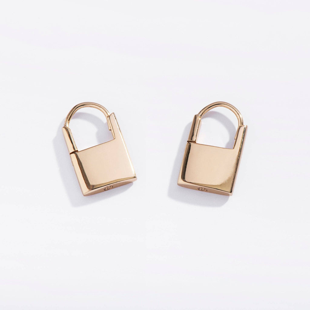 Padlock Huggie Hoops | Gold