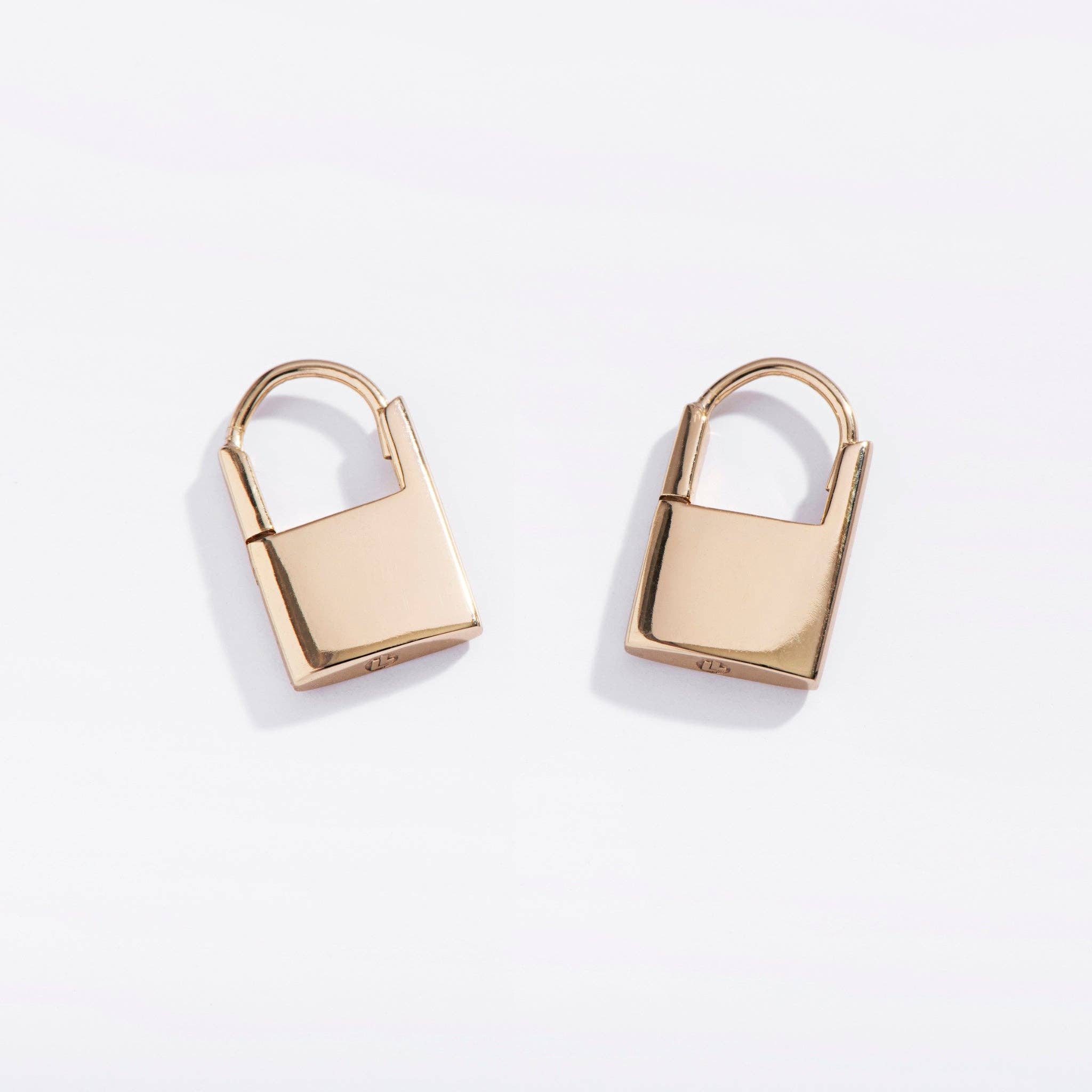 Padlock Huggie Hoops | Gold