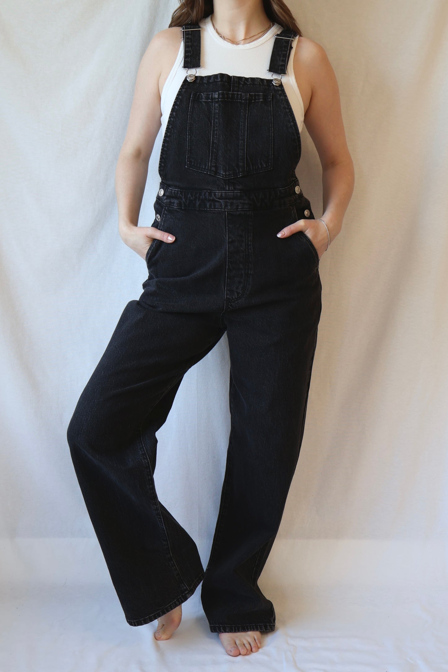 Stevie Relaxed Overalls | Black Sand