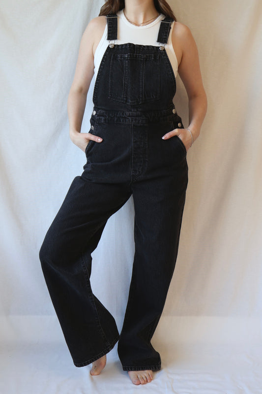 Stevie Relaxed Overalls | Black Sand
