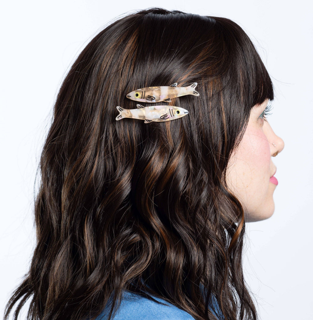 Sardine Alligator Hair Clip Set | Gold