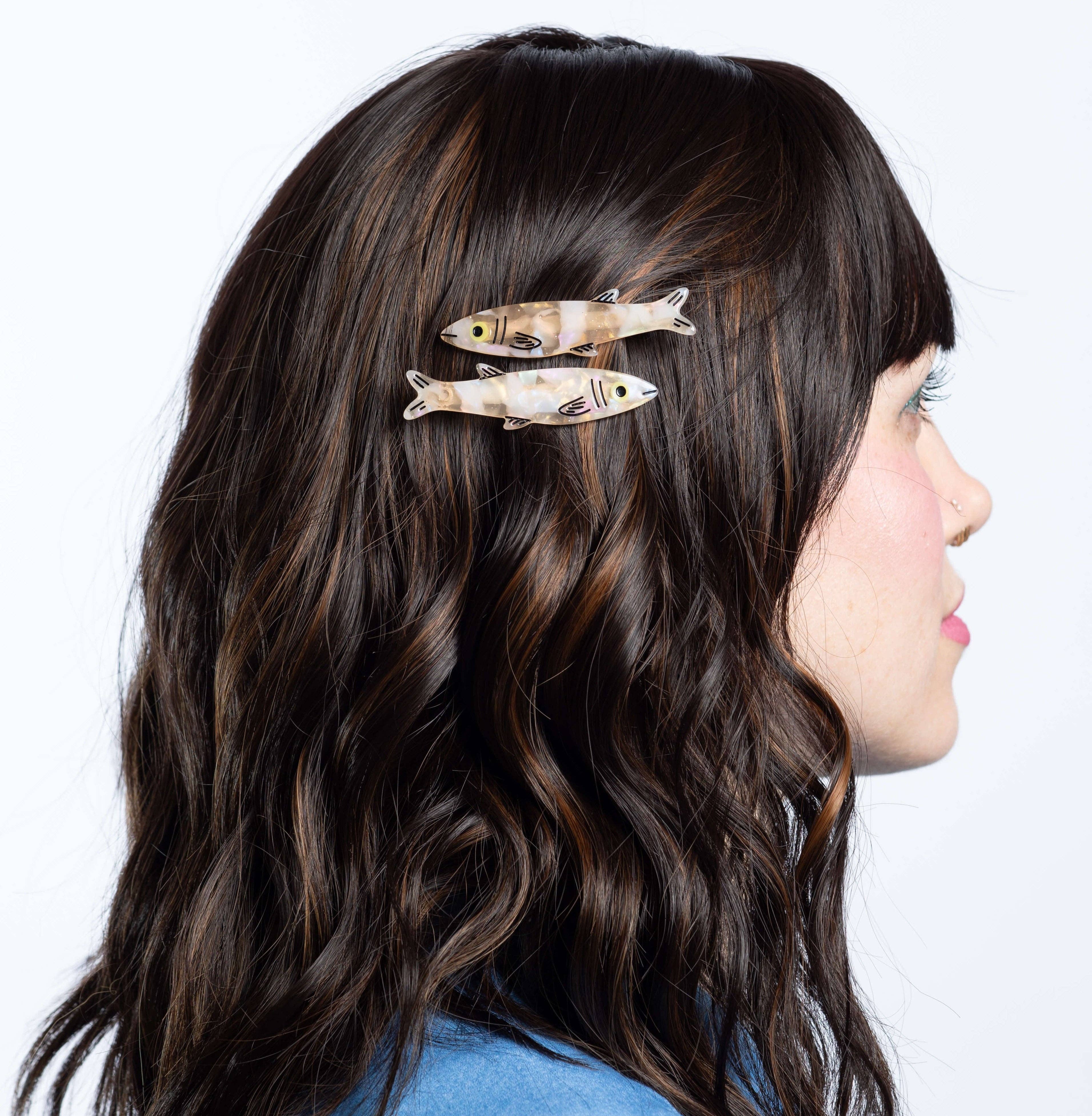 Sardine Alligator Hair Clip Set | Gold