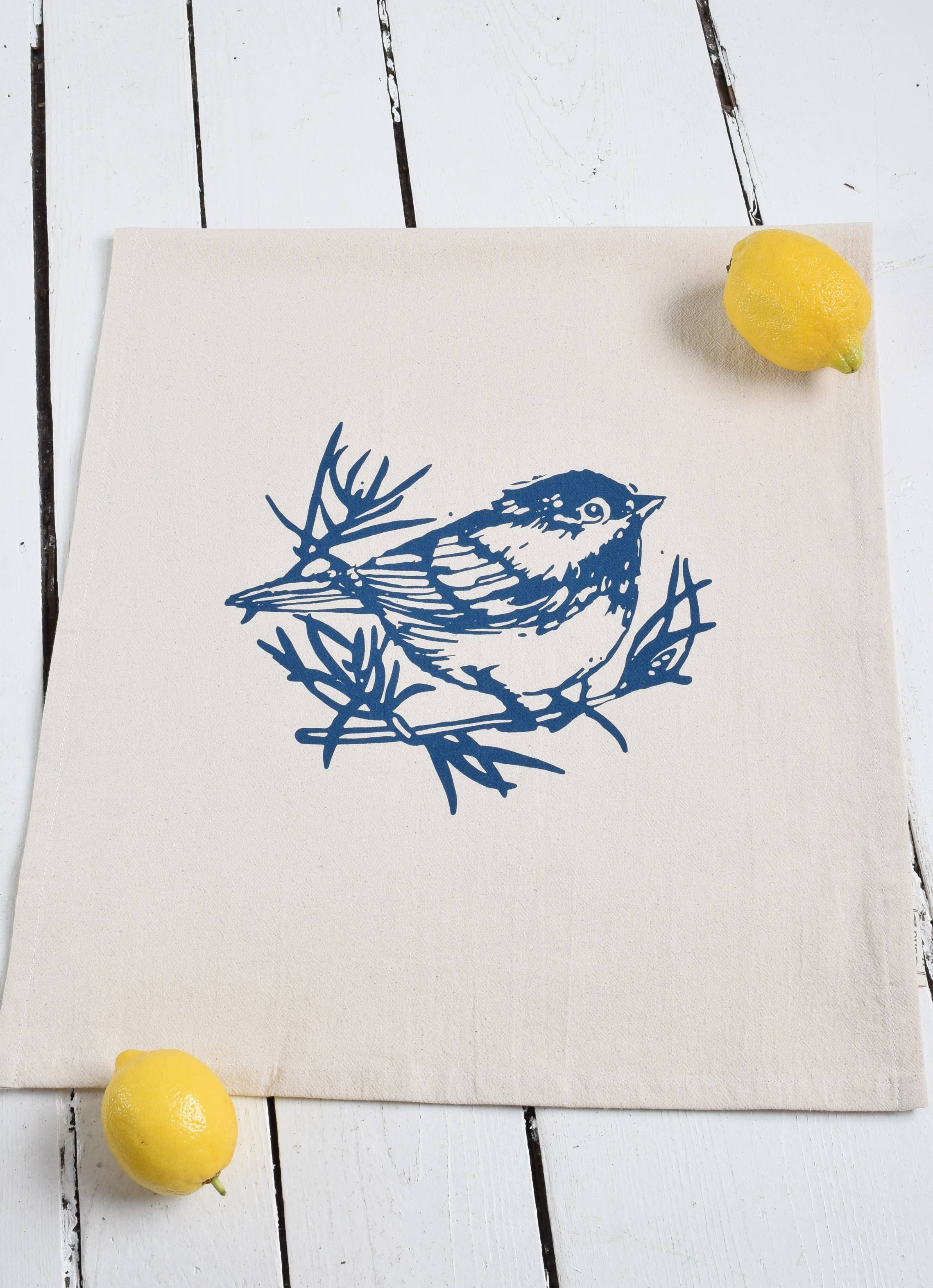 Chickadee Tea Towel | Navy Blue