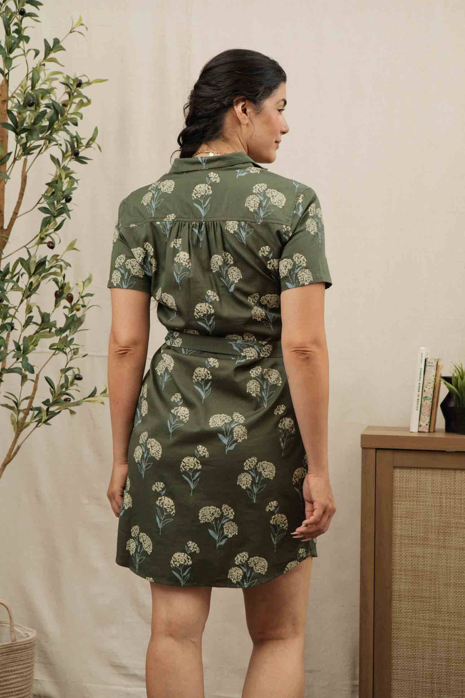 Sofia Shirt Dress / Olive Wildflower: Olive Wildflower