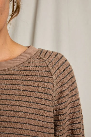 Alexi French Terry Crewneck | Mocha Stripe