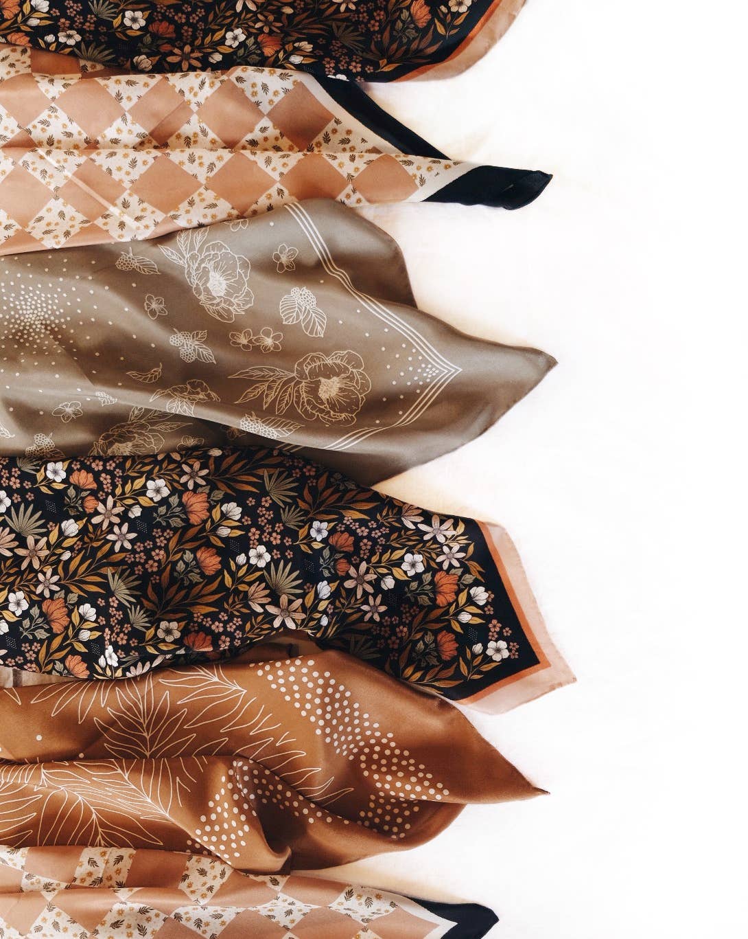 100% Silk Bandana Scarf - Classic Deep Olive Floral Western