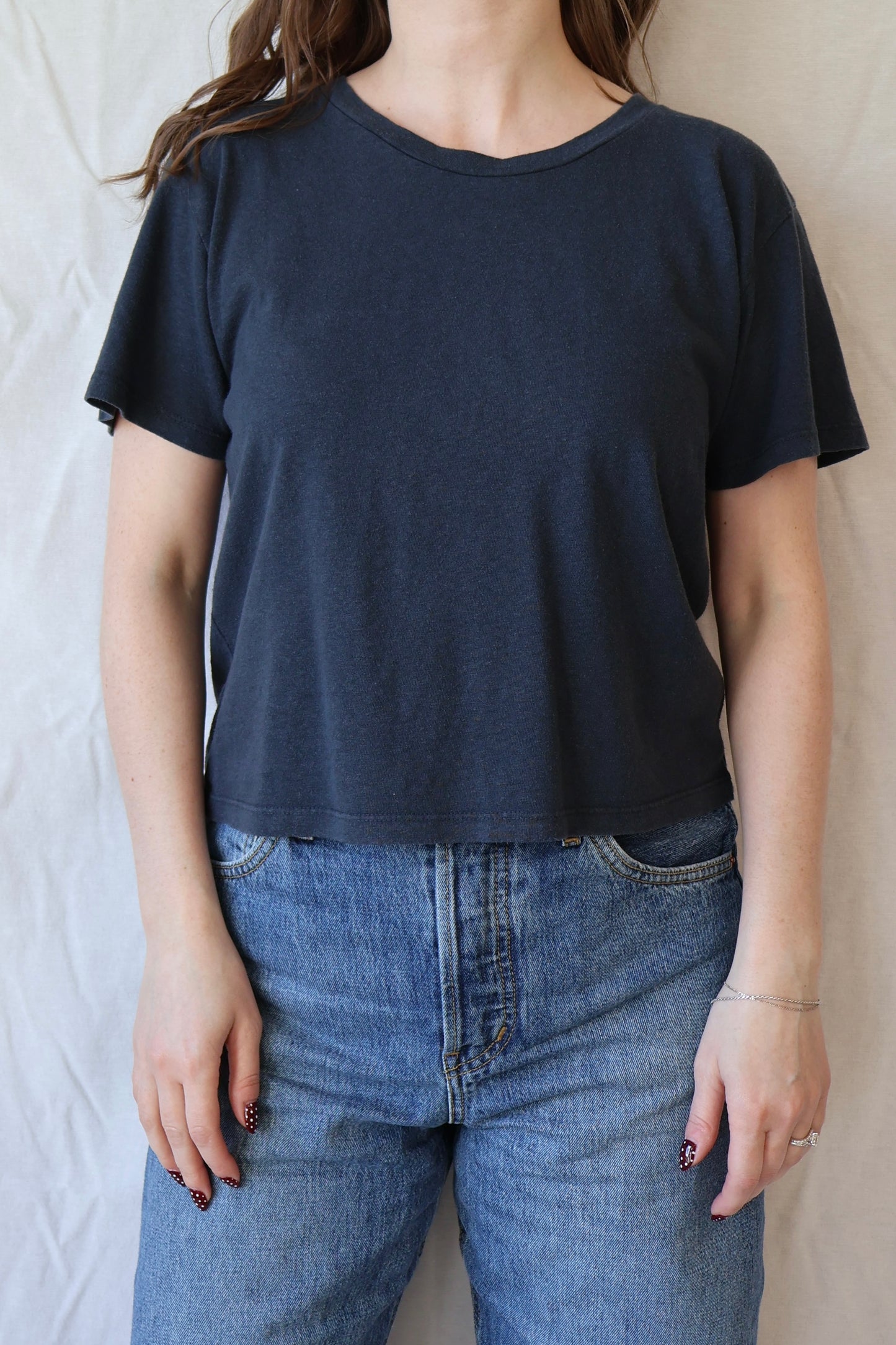 Cropped Lorel Tee | Navy