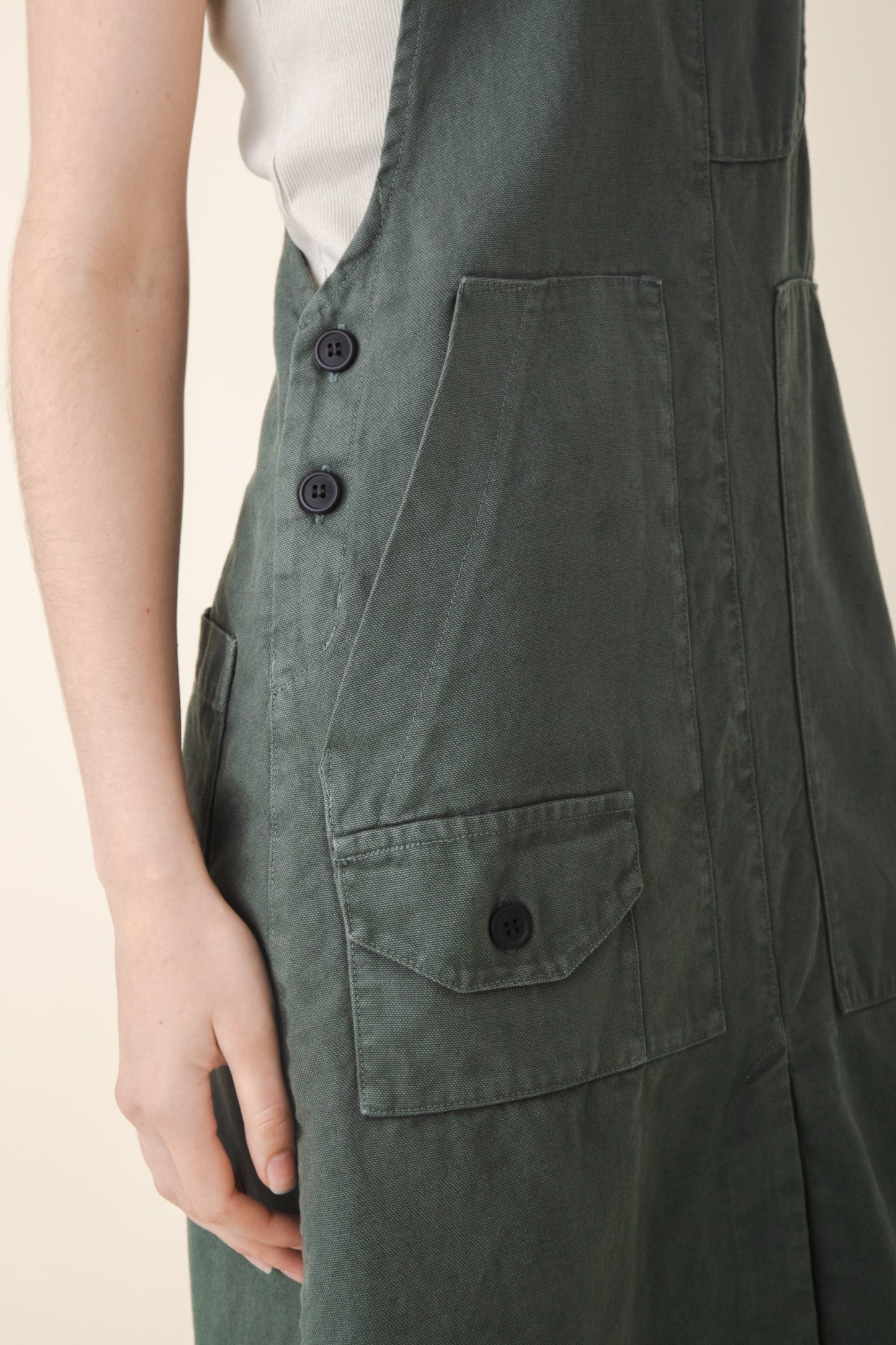 Canvas Overall Dress | Cool Green