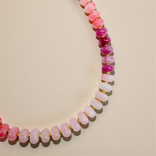 Bold Gemstone Beaded Necklace Pink Ombre
